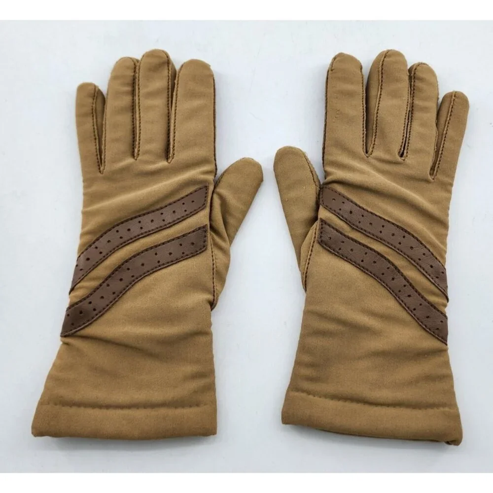 VTG Leggs Sheer Energy Tan & Brown Driving Riding‎ Gloves Women’s One Size